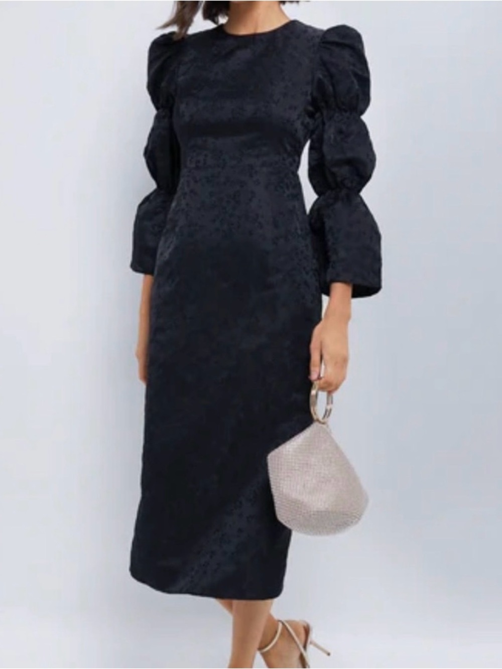 Tuckernuck Black Puff-Sleeve Midi Dress